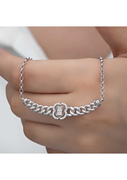 Gümüş Gurmet Zincirli Baget Taşlı Kadın Kolye fiyatları