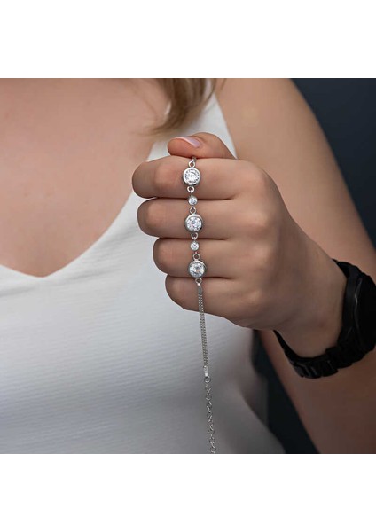 Gümüş Yuvarlak Taşlı Kadın Bileklik fiyatları