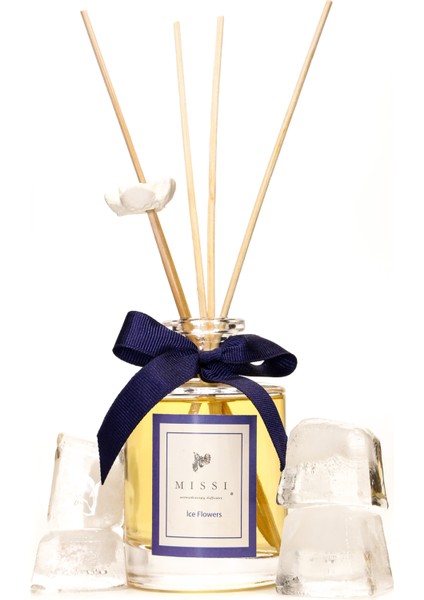 110 ml Silindir Şişe Ice Flowers Bambu Çubuklu Oda Kokusu