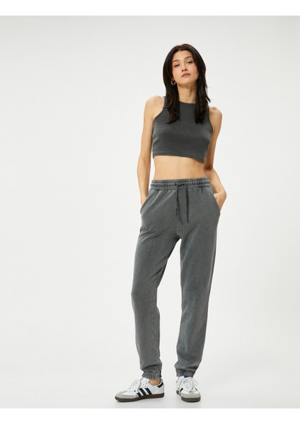 Crop Fitilli Atlet Bisiklet Yaka Standart Kesim