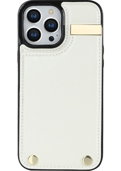 iPhone 13 Pro Tpu+Pu Deri+Metal Donanım Telefon Kılıfı (Yurt Dışından)