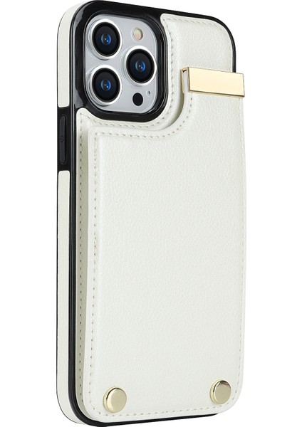 iPhone 13 Pro Tpu+Pu Deri+Metal Donanım Telefon Kılıfı (Yurt Dışından)
