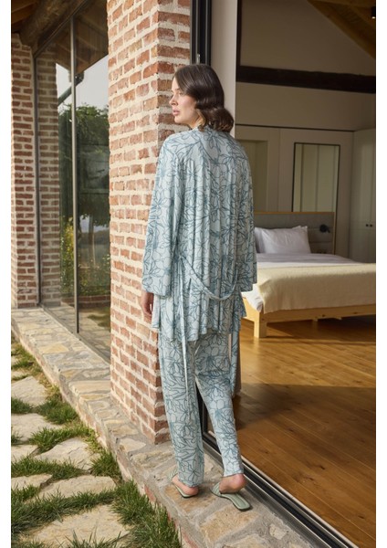24093 Hamile Lohusa Sabahlıklı Pijama Takım-Yeşil fırsatları