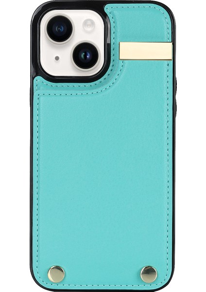 iPhone 14 Plus Tpu+Pu Deri+Metal Cep u Telefon Kılıfı (Yurt Dışından)