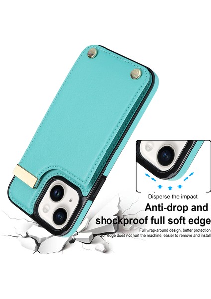 iPhone 14 Plus Tpu+Pu Deri+Metal Cep u Telefon Kılıfı (Yurt Dışından)