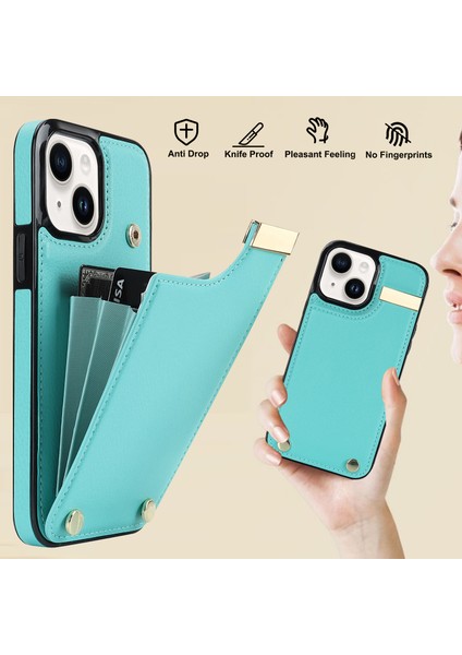 iPhone 14 Plus Tpu+Pu Deri+Metal Cep u Telefon Kılıfı (Yurt Dışından)