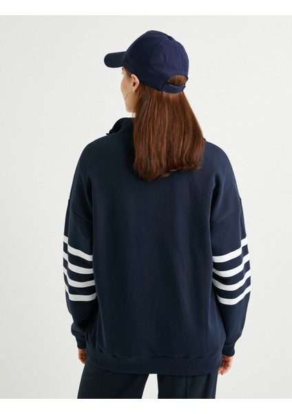 Dik Yaka Sweatshirt Oversize Yarım Fermuarlı