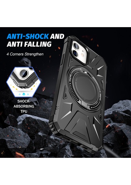 iPhone 12/12 Pro Tpu+Pc Manyetik Arka Rotary Telefon Kılıfı (Yurt Dışından)