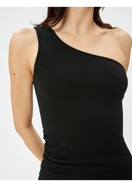 Tek Omuz Elbise Mini Slim Fit