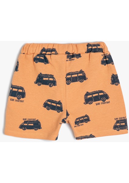 Şort Dokulu Araba Baskılı Beli Bağlamalı Cepli Pamuklu fiyatları