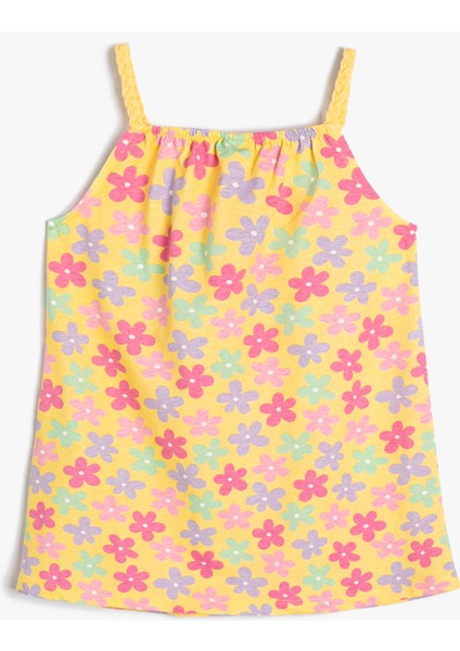 Elbise Çiçekli Halter Yaka Pamuklu