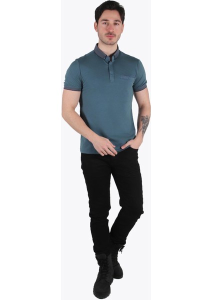 3535 Cepli Ayaklı Yaka T-Shirt