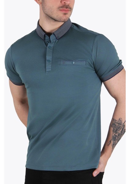 3535 Cepli Ayaklı Yaka T-Shirt