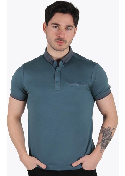 3535 Cepli Ayaklı Yaka T-Shirt