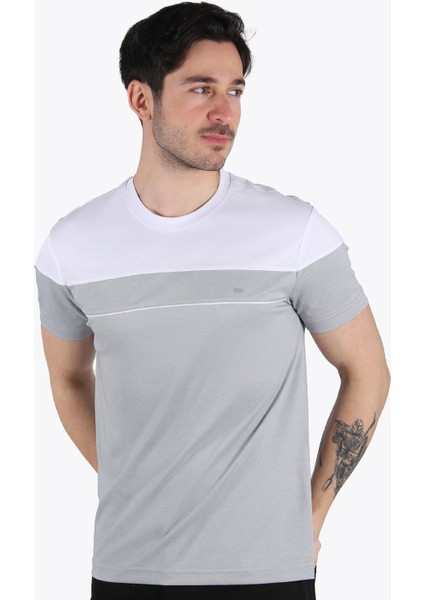 3743 Parçalı O Yaka Tshirt
