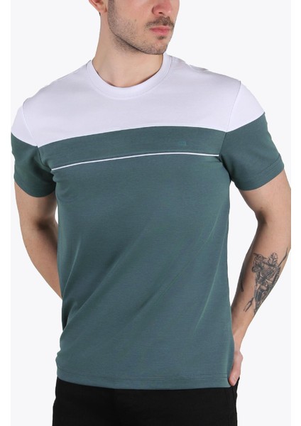 3743 Parçalı O Yaka Tshirt