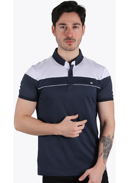 3714 Parçalı Ayaklı Yaka T-Shirt
