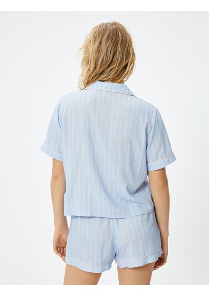 Düğmeli Pijama Üstü Kısa Kollu Cep Detaylı Viskon fırsatları