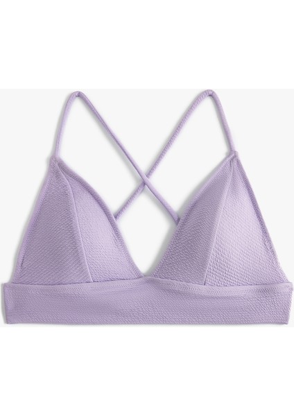 Üçgen Bikini Üstü Dokulu Çapraz Askılı Kaplı