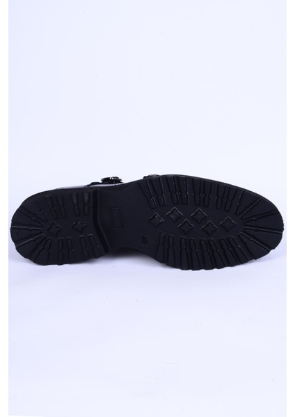 1202 Deri Desenli Taban Bağcıksız Yandan Kemer Detaylı Siyah Günlük Erkek Ayakkabı fırsatları