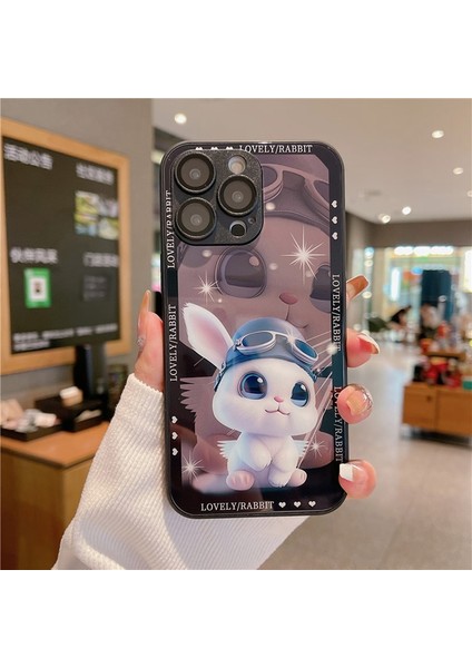 iPhone 15 Pro Max Tavşan Pilot Temperli Cam+Tpu Telefon Kılıfı (Yurt Dışından)