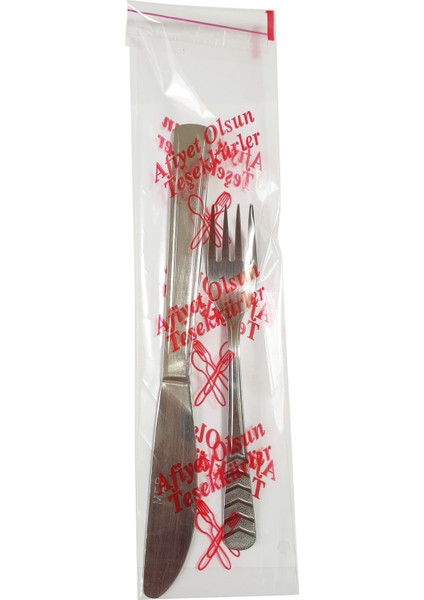 Çatal Kaşık Bıçak Poşeti - Afiyet Olsun Yazılı Baskılı - Şeffaf - 1 Kg. Lık 10 Paket modelleri