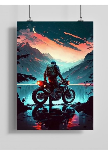 Motosiklet Yapay Zeka Sanat Posteri