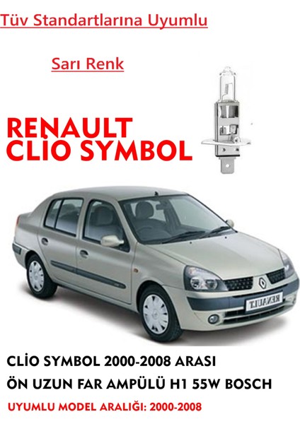 Clio Symbol 2000-2008 Arası Ön Uzun Far Ampülü 55W sarı renk