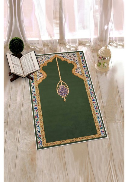 Dijital Baskılı Yıkanabilir Şık Motifli Namazlık Seccade 70X130 Cm, Seccade-18-Yeşil, fiyatları