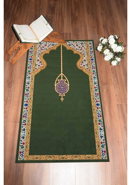 Dijital Baskılı Yıkanabilir Şık Motifli Namazlık Seccade 70X130 Cm, Seccade-18-Yeşil, indirimleri