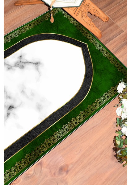Dijital Baskılı Kaymaz Taban Yıkanabilir Modern Namazlık Seccade 70X130, Seccade-20-Yeşil, fırsatları