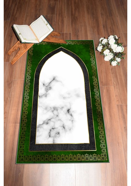 Dijital Baskılı Kaymaz Taban Yıkanabilir Modern Namazlık Seccade 70X130, Seccade-20-Yeşil, indirimleri