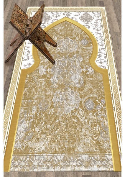 Dijital Baskılı Yıkanabilir Motifli Hediyelik Namazlık Seccade 70X130CM, Seccade-26-Kahve,