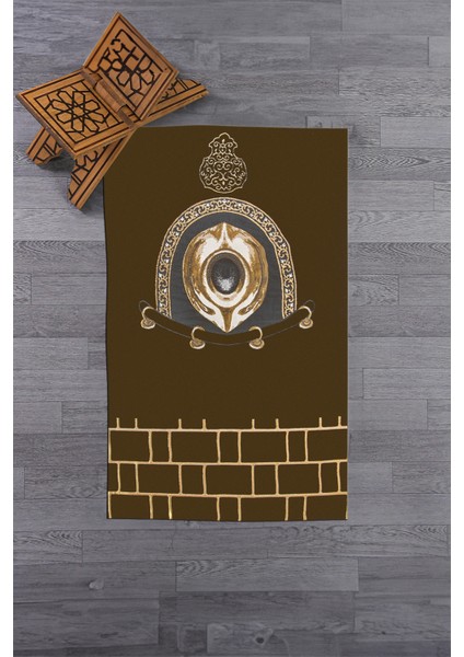 Dijital Baskılı Yıkanabilir Şık Tasarım Namaz Halısı Seccade 70X130CM, Seccade-49-Kahve,