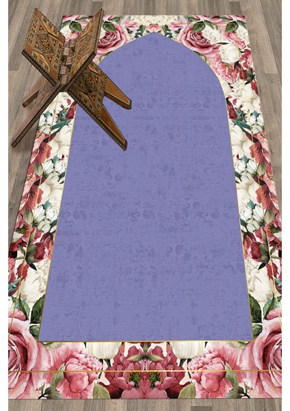Dijital Baskılı Yıkanabilir Çiçekli Hediyelik Namazlık Seccade 70X130CM, Seccade-24-Mor, fiyatları