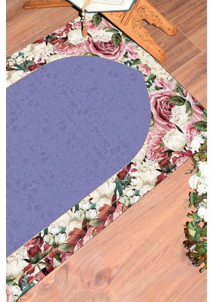 Dijital Baskılı Yıkanabilir Çiçekli Hediyelik Namazlık Seccade 70X130CM, Seccade-24-Mor, modelleri