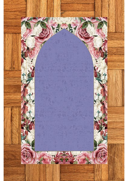 Dijital Baskılı Yıkanabilir Çiçekli Hediyelik Namazlık Seccade 70X130CM, Seccade-24-Mor, indirimleri