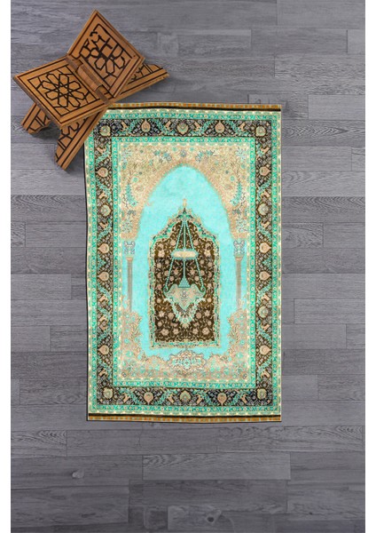 Dijital Baskılı Yıkanabilir Hediyelik Klasik Namazlık Seccade 70X130CM, Seccade-33-Turkuaz, indirimleri