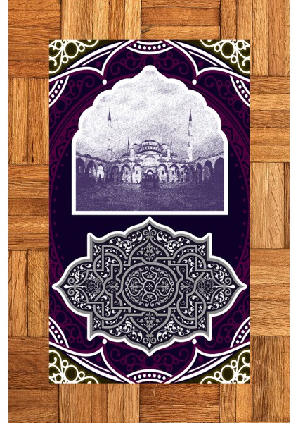 Dijital Baskılı Yıkanabilir Camii Motifli Hediyelik Namazlık Seccade 70X130, Seccade-35-Mor, modelleri