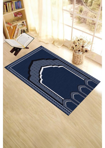 Dijital Baskılı Minber Motifli Yıkanabilir Motifli 70X130 Namazlık Seccade, Seccade-02-Mavi,