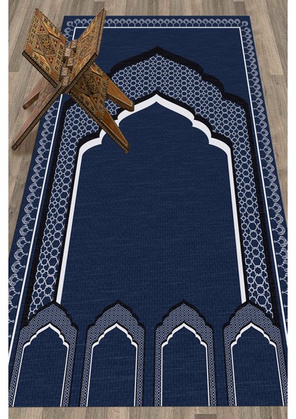 Dijital Baskılı Minber Motifli Yıkanabilir Motifli 70X130 Namazlık Seccade, Seccade-02-Mavi,