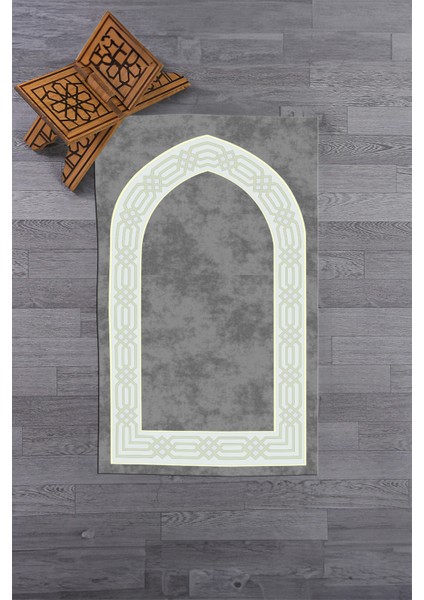 Dijital Baskılı Yıkanabilir Sade Şık Namazlık Seccade 70X130 Cm, Seccade-10-Gri,