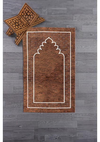 Dijital Baskılı Yıkanabilir Sade Desen Namazlık Seccade 70X130 Cm, Seccade-11-Kahve,
