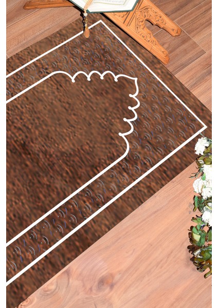 Dijital Baskılı Yıkanabilir Sade Desen Namazlık Seccade 70X130 Cm, Seccade-11-Kahve,