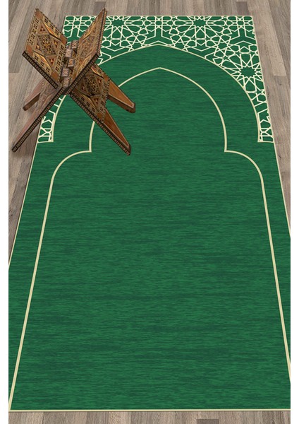 Dijital Baskılı Yıkanabilir Motifli Namazlık Seccade 70X130 Cm, Seccade-15-Yeşil,