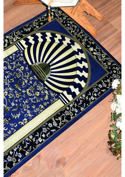 Dijital Baskılı Yıkanabilir Camii Motifli Hediyelik Namazlık Seccade 70X130CM, Seccade-34-Lacivert,