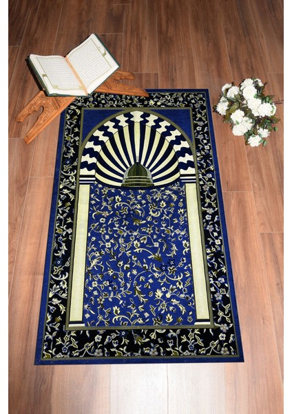 Dijital Baskılı Yıkanabilir Camii Motifli Hediyelik Namazlık Seccade 70X130CM, Seccade-34-Lacivert,