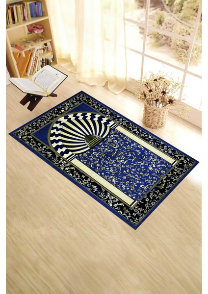 Dijital Baskılı Yıkanabilir Camii Motifli Hediyelik Namazlık Seccade 70X130CM, Seccade-34-Lacivert,