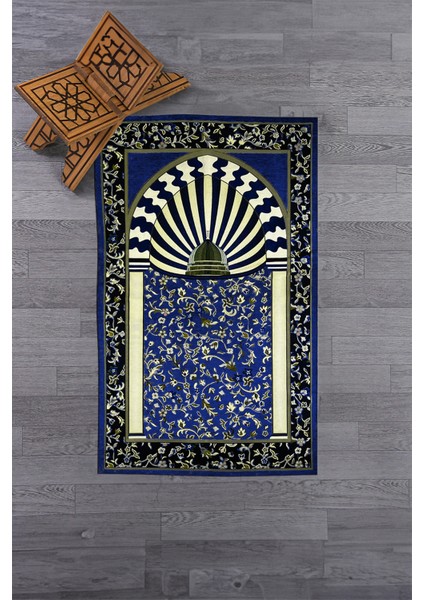 Dijital Baskılı Yıkanabilir Camii Motifli Hediyelik Namazlık Seccade 70X130CM, Seccade-34-Lacivert,