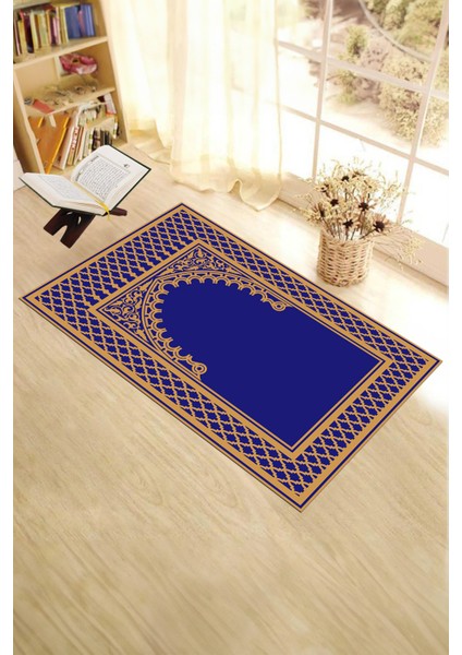 Dijital Baskılı Yıkanabilir Silinebilir Modern Namazlık Seccade 70X130 Cm, Seccade-07-Mavi,